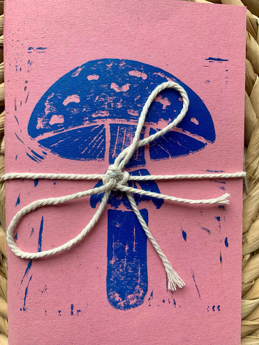 Medium Mushroom Handmade Notebook Pink/Blue