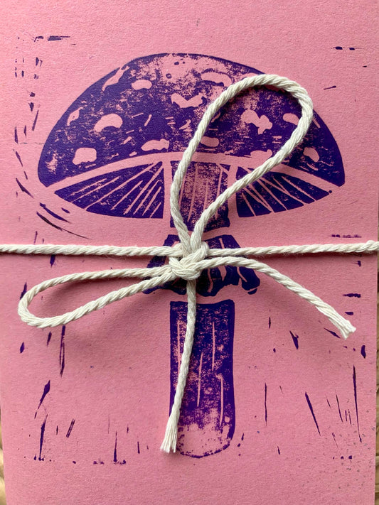 Medium Mushroom Handmade Notebook Pink/Purple