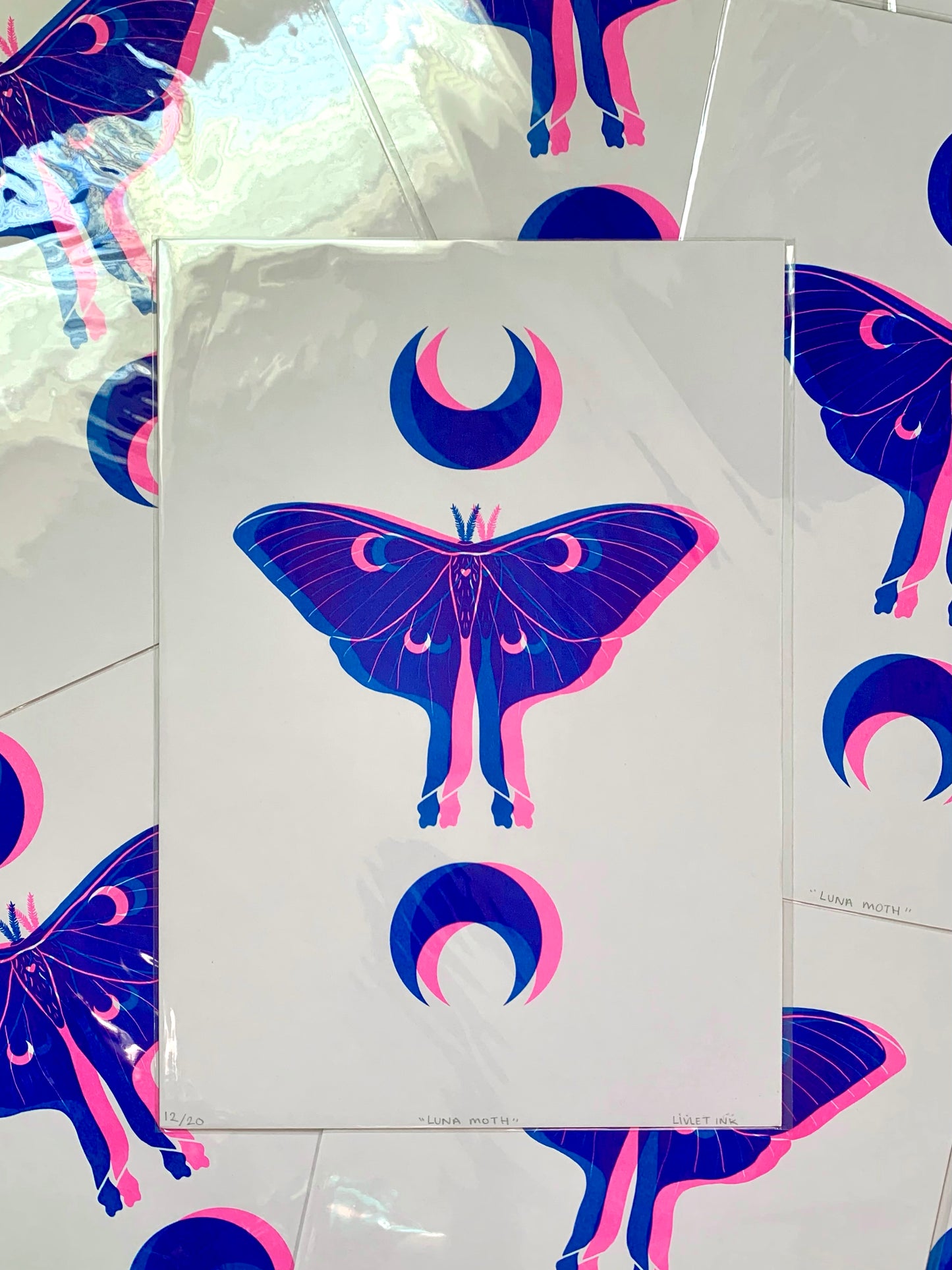 Luna Moth - Blue & Pink