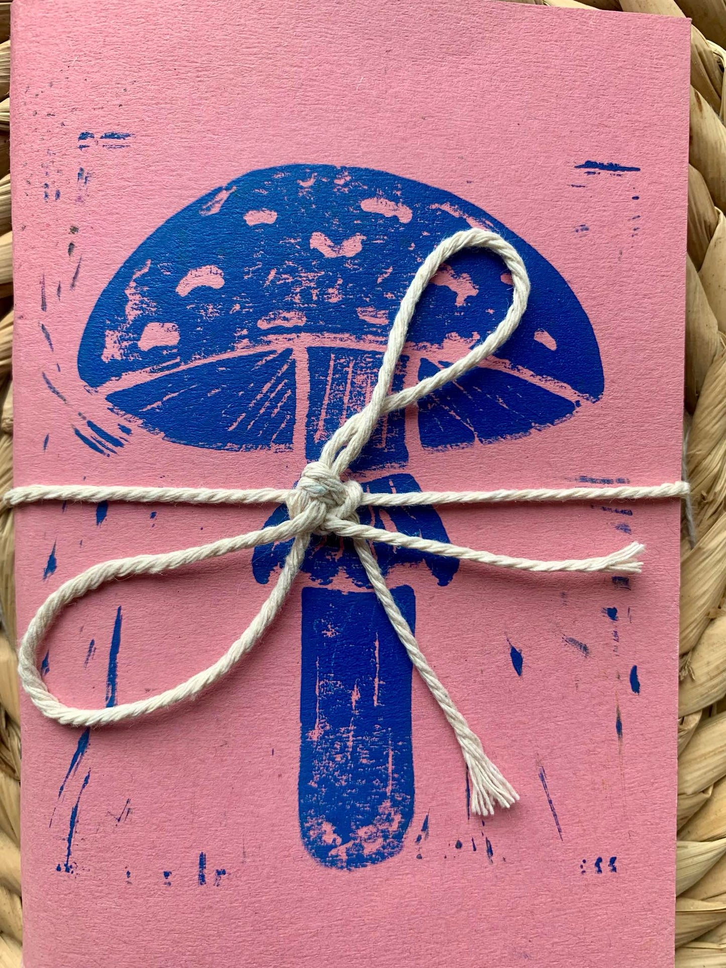 Medium Mushroom Handmade Notebook Pink/Blue