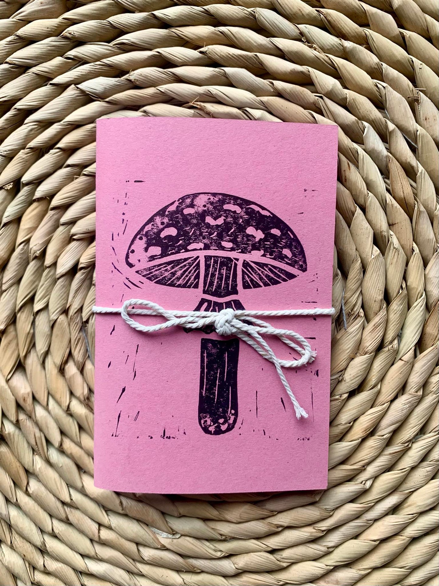 Medium Mushroom Handmade Notebook Pink/Burgundy