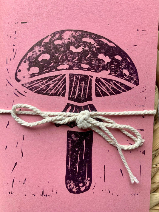 Medium Mushroom Handmade Notebook Pink/Burgundy