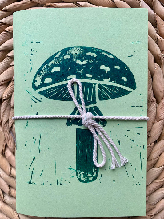 Medium Mushroom Handmade Notebook Green/Green