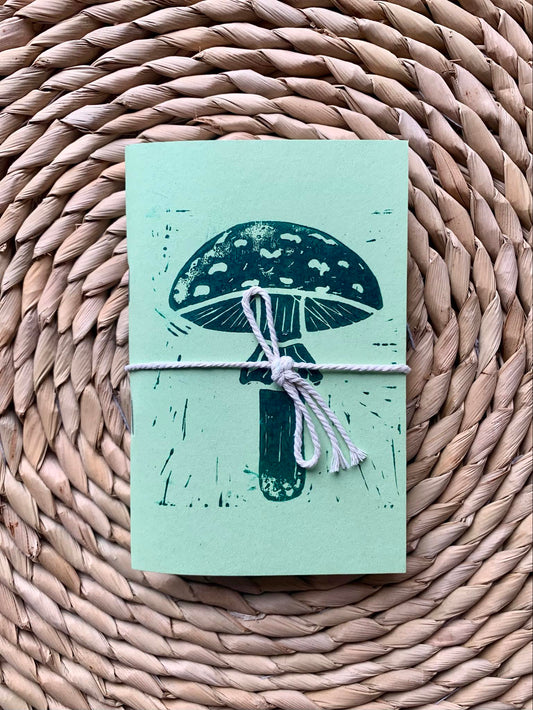 Medium Mushroom Handmade Notebook Green/Green