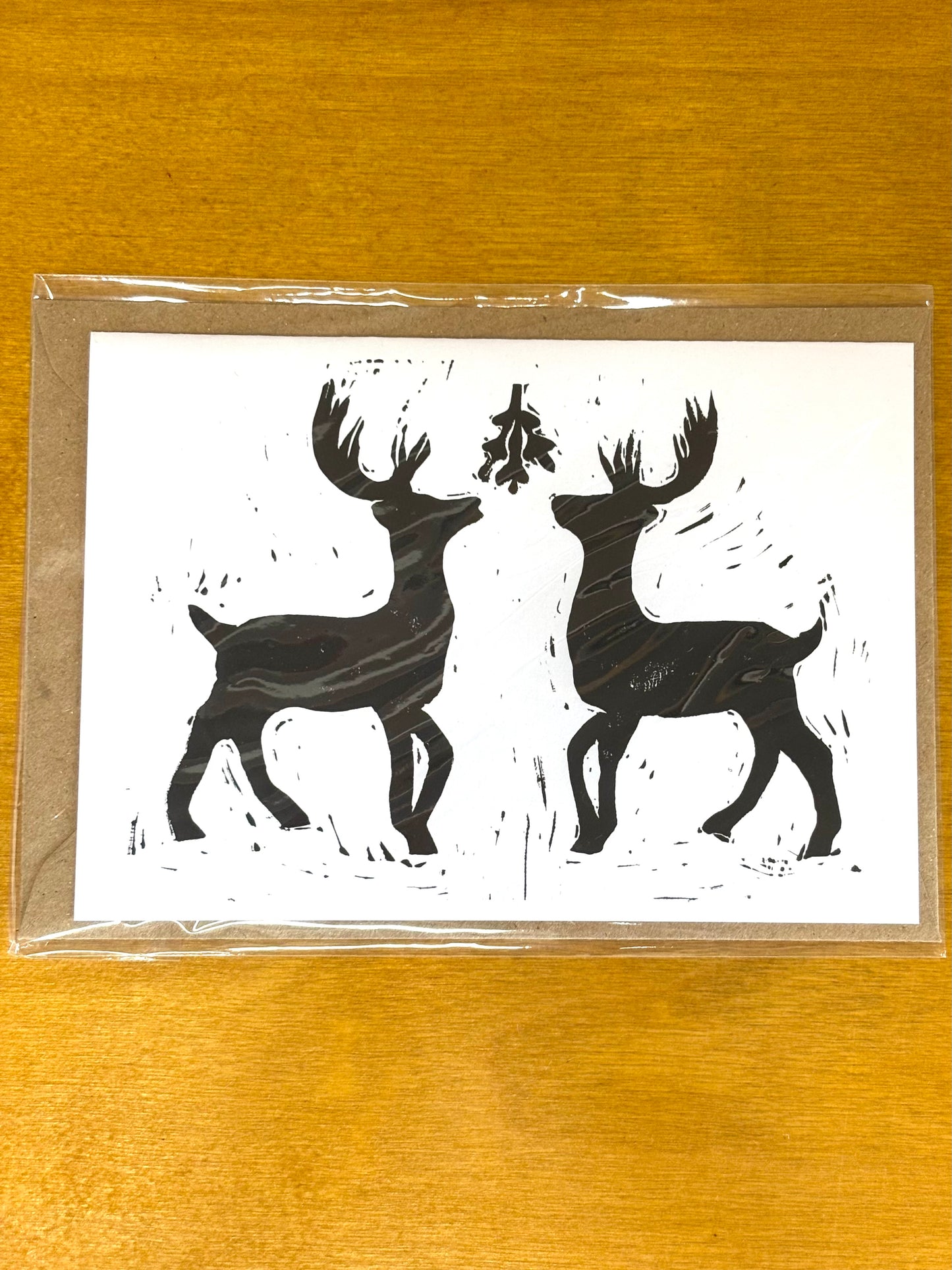Black Linoprint Christmas Cards (Pack of 3)