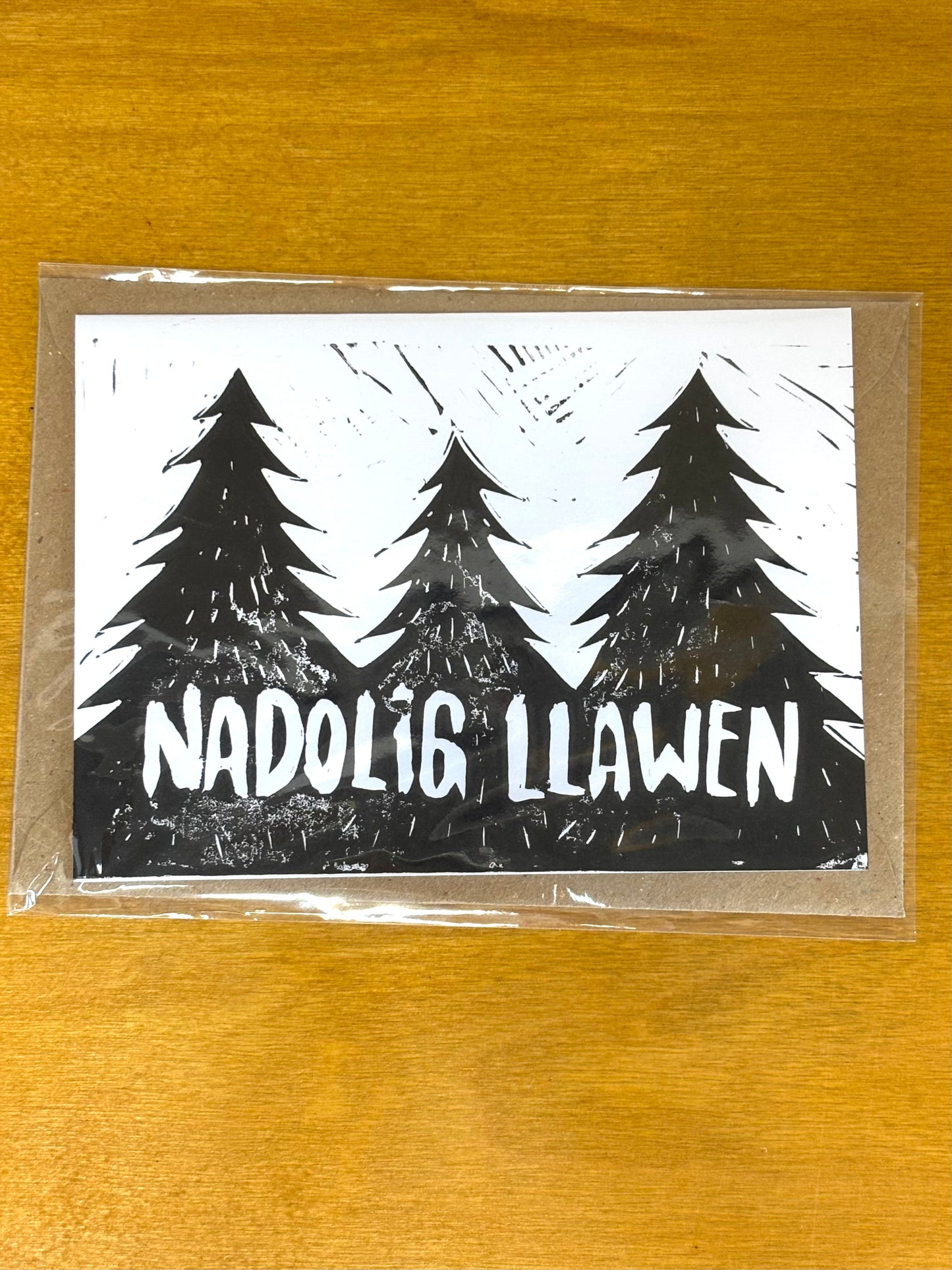 Black Linoprint Christmas Cards (Pack of 3)