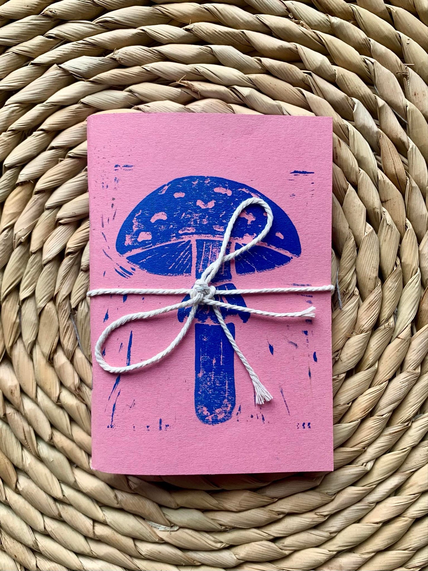 Medium Mushroom Handmade Notebook Pink/Blue
