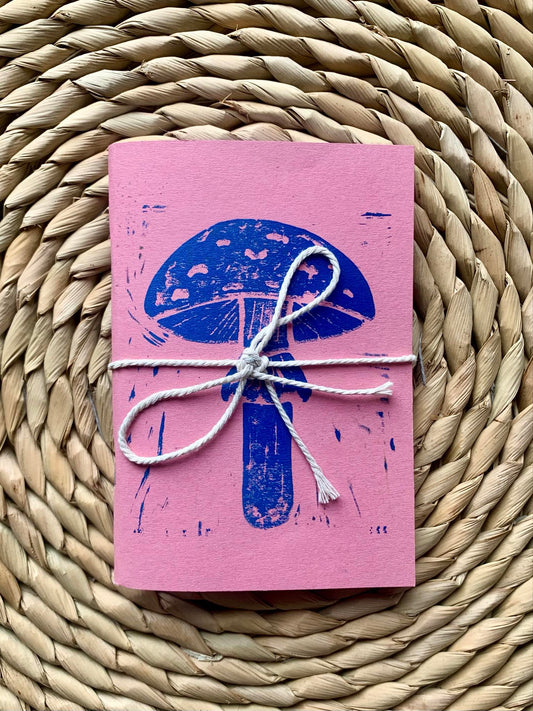 Medium Mushroom Handmade Notebook Pink/Blue