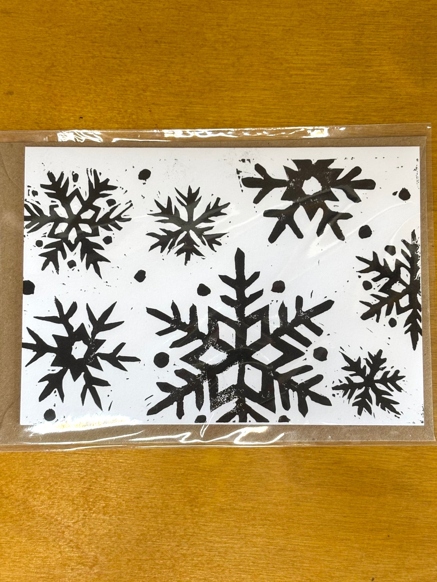 Black Linoprint Christmas Cards (Pack of 3)