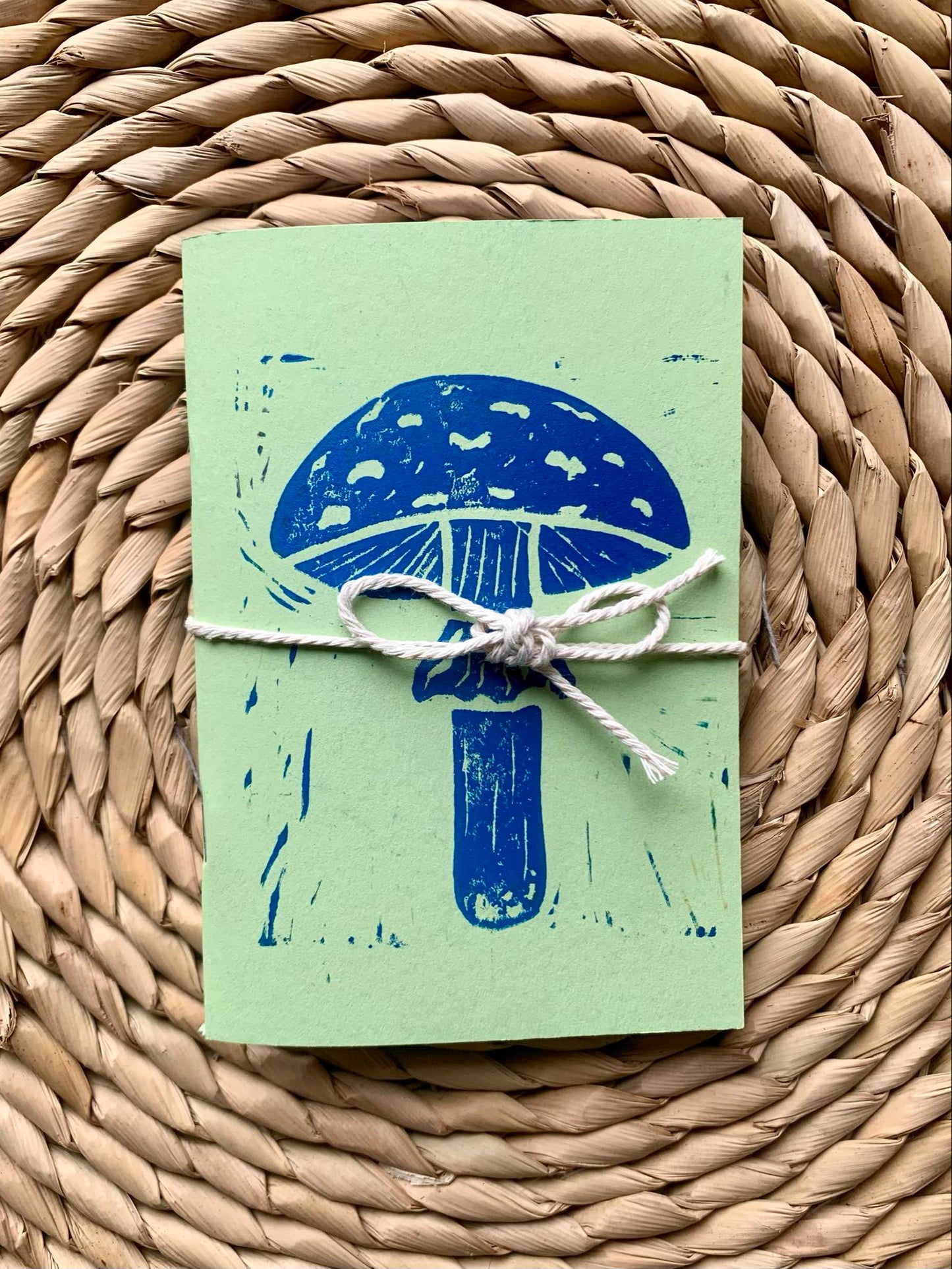 Medium Mushroom Handmade Notebook Green/Blue