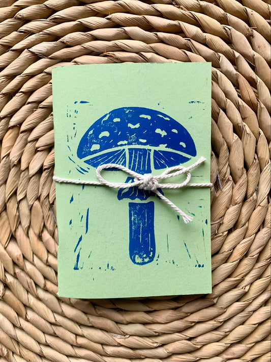 Medium Mushroom Handmade Notebook Green/Blue