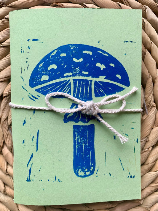 Medium Mushroom Handmade Notebook Green/Blue